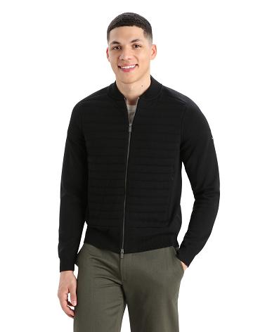 Pánské Mikiny S Kapucí Icebreaker City Label ZoneKnit™ Merino Insulated Knit Bomber Černé | CZ 1682BEXC